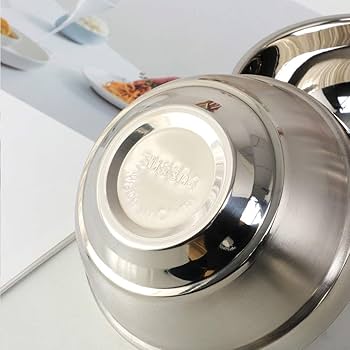 Amazon | ステンレス茶碗 飯碗 レンゲ セット 2名用 直径11.5cm